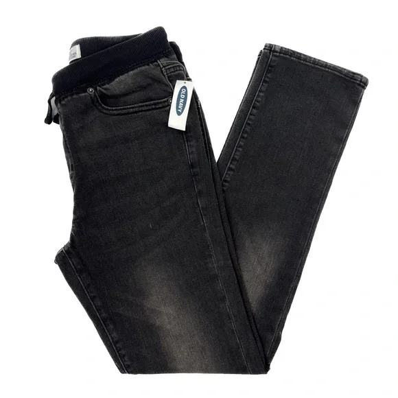 NWT Old Navy Karate Rib Knit Waist Washed Black Pull On Jeans Kids Boys XL 14-16 - Picture 10 of 14